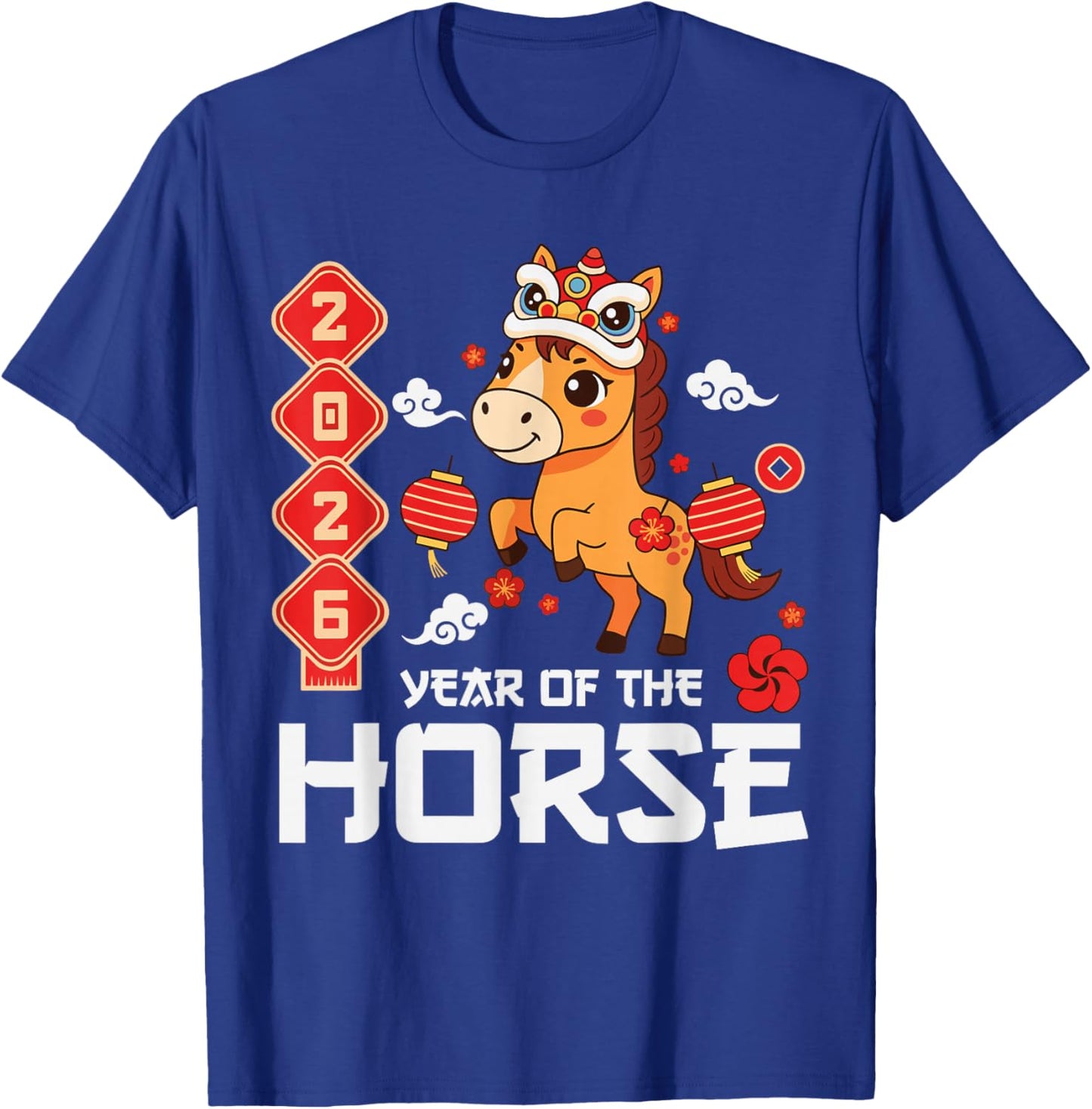 Year of The Horse 2026 Cute Kawaii Chinese New Year Kids T-Shirt - T-Shirt | Royal