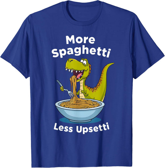 Funny Dinosaur Pasta Eating Spaghetti Kids Toddler Boy Girl T-Shirt - T-Shirt | Royal