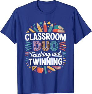 Classroom Duo Teaching and Twinning Teacher T-Shirt - T-Shirt | Royal