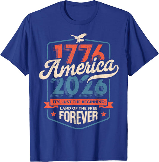 America 1776 2026 Bicentennial 1970s Vintage Style T-Shirt - T-Shirt | Royal