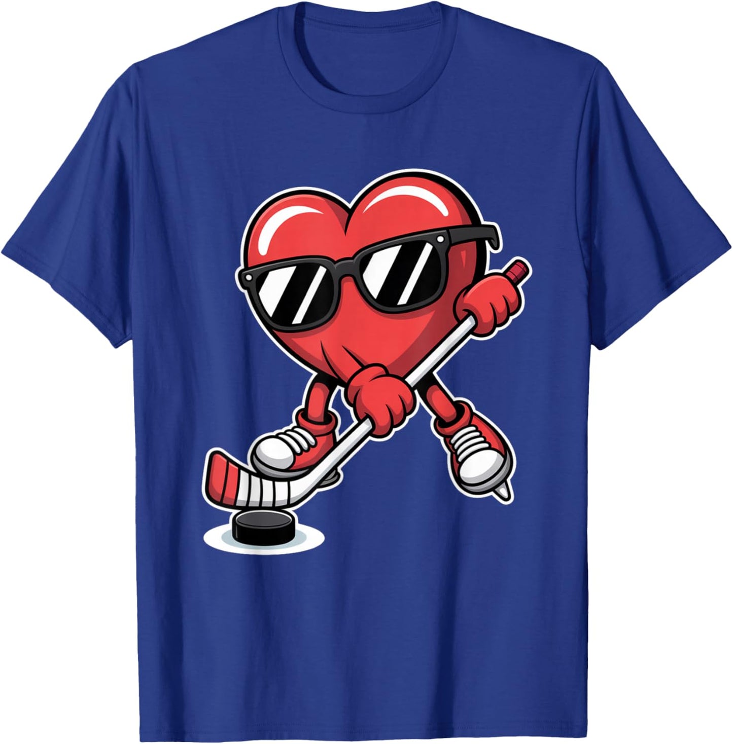 Funny Hockey Player Valentine's Day Heart Skating Girls Boys T-Shirt - T-Shirt | Royal