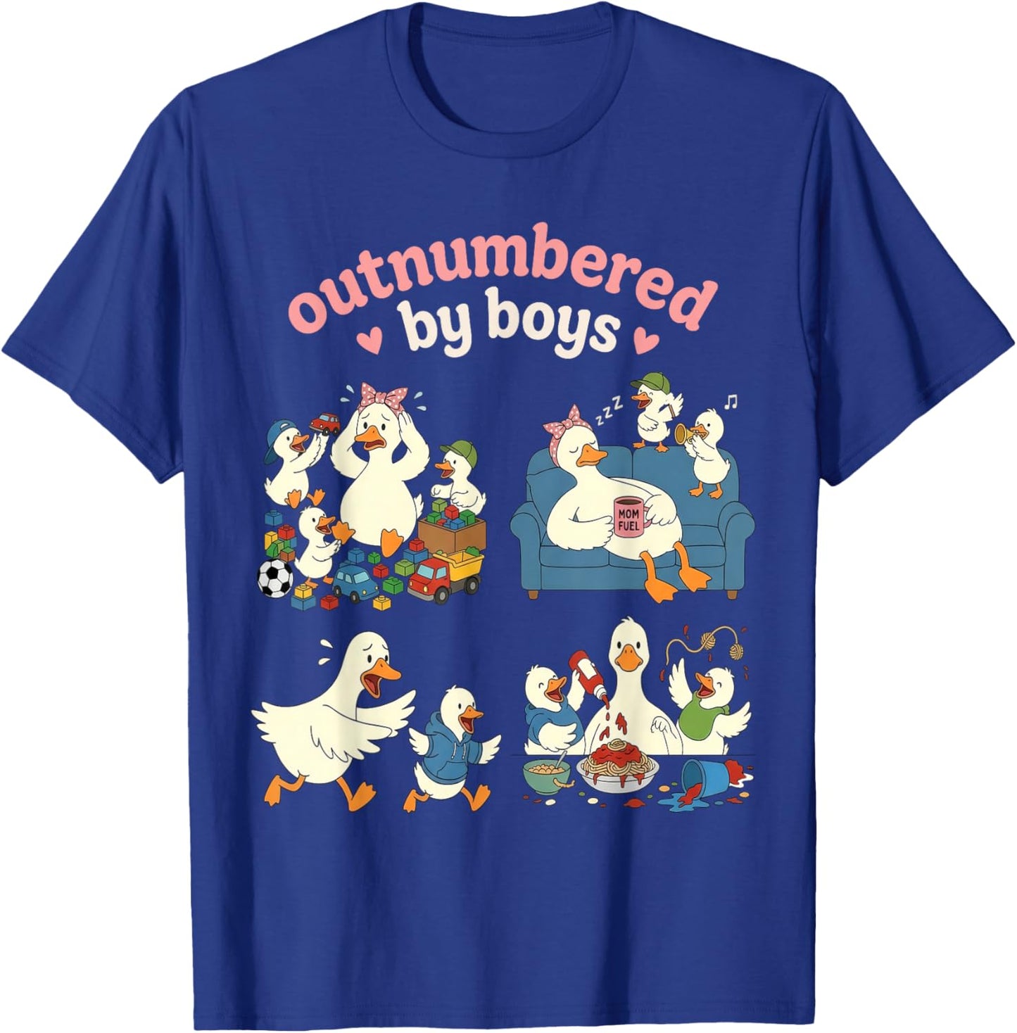 Outnumbered By Boys Mom of Boys T-Shirt - T-Shirt | Royal