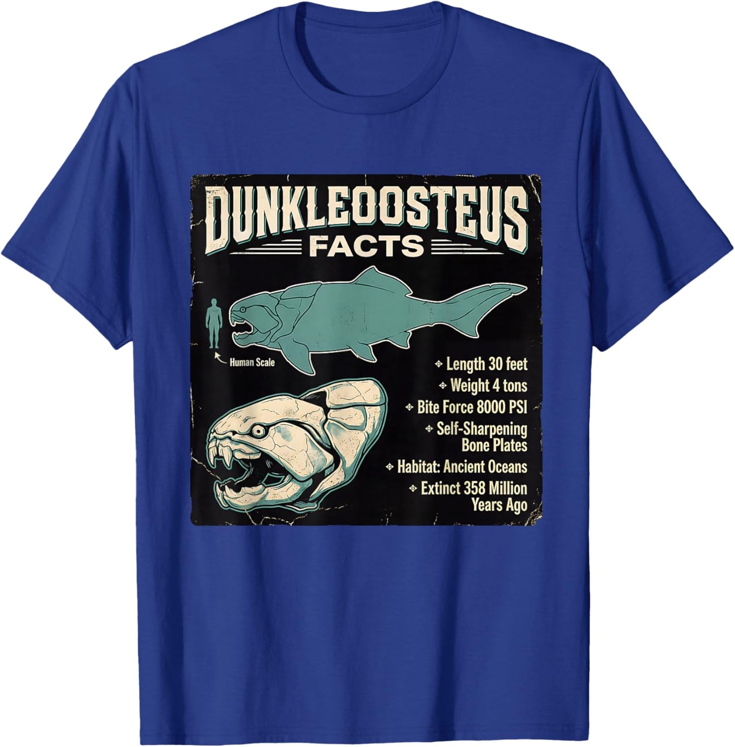 Dunkleosteus Facts Prehistoric Ocean Predator Info T-Shirt - T-Shirt | Royal