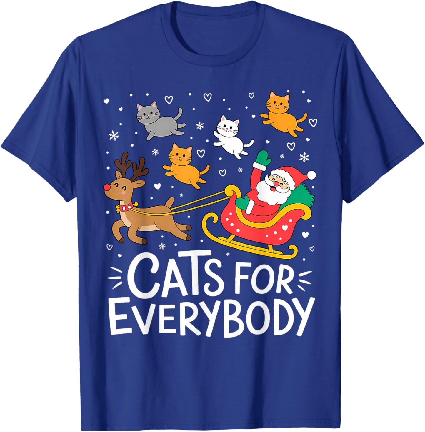 Cats for Everybody Christmas Cat Funny Xmas Women Santa T-Shirt - T-Shirt | Royal