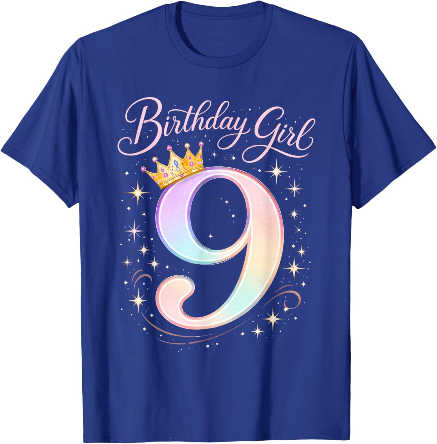 9th Birthday for Girls Nine 9 Year Old T-Shirt - T-Shirt | Royal