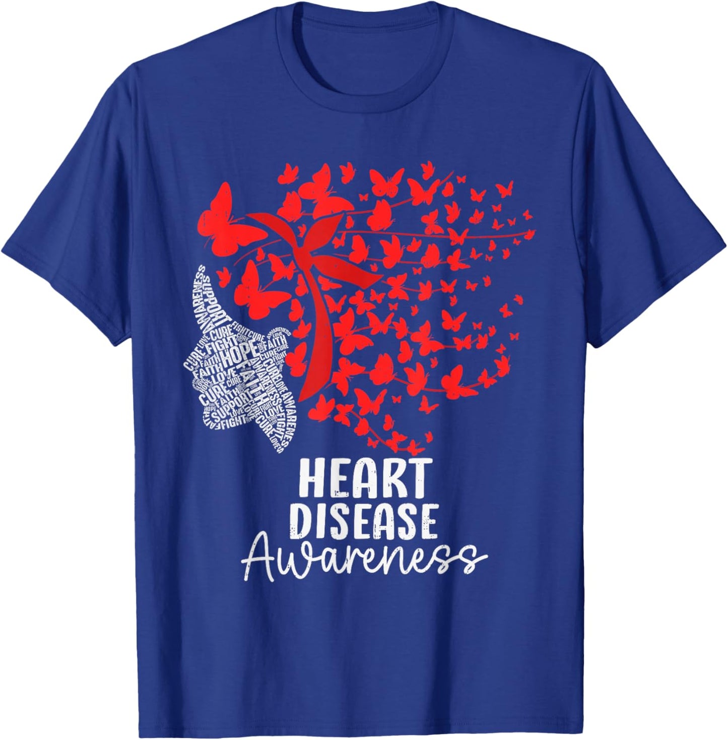 Heart Disease Awareness CHD Butterfly Heart Health T-Shirt - T-Shirt | Royal