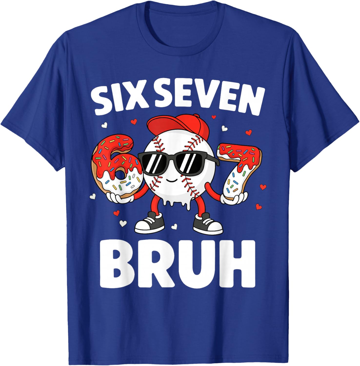 Six Seven Bruh Valentines Baseball Kids 67 Valentine Boys T-Shirt - T-Shirt | Royal