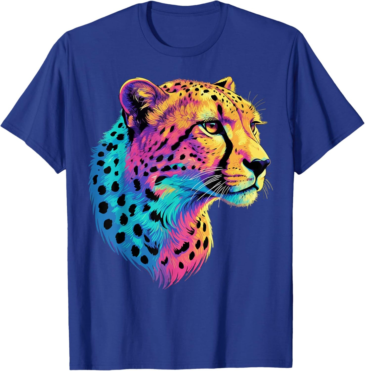 Colorful Cheetah Face Funny Cheetahs T-Shirt - T-Shirt | Royal