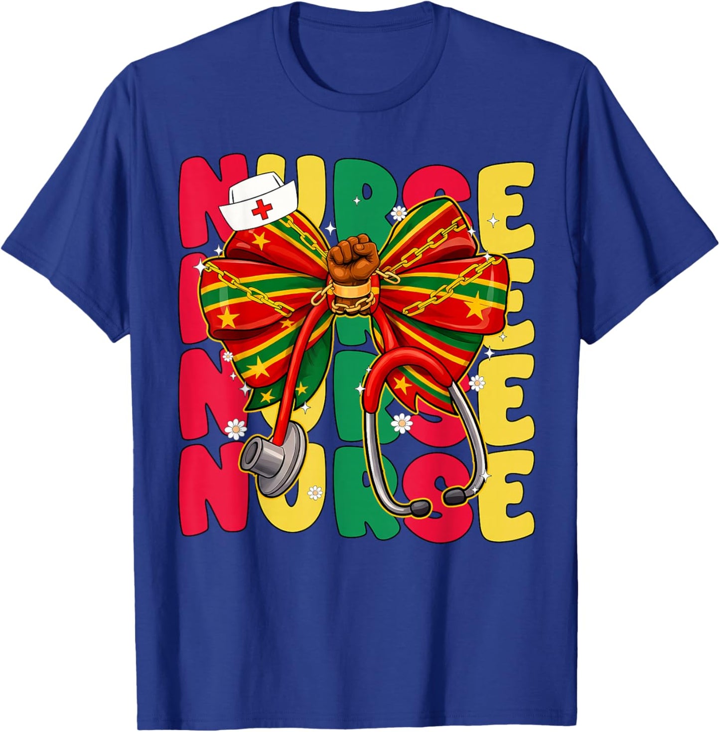 Black History Nurse Coquette Melanin PICU MBU ER NICU L&D T-Shirt - T-Shirt | Royal