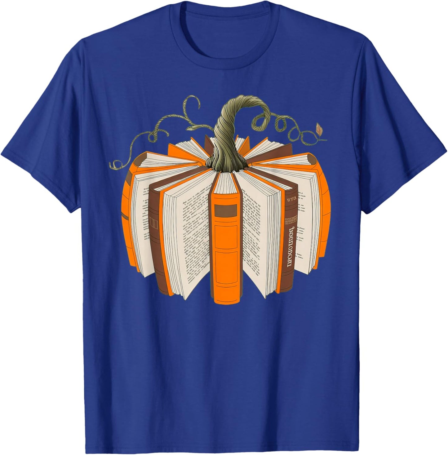 All Book Pumpkin Fall Librarians Bookworm Teachers Students T-Shirt - T-Shirt | Royal