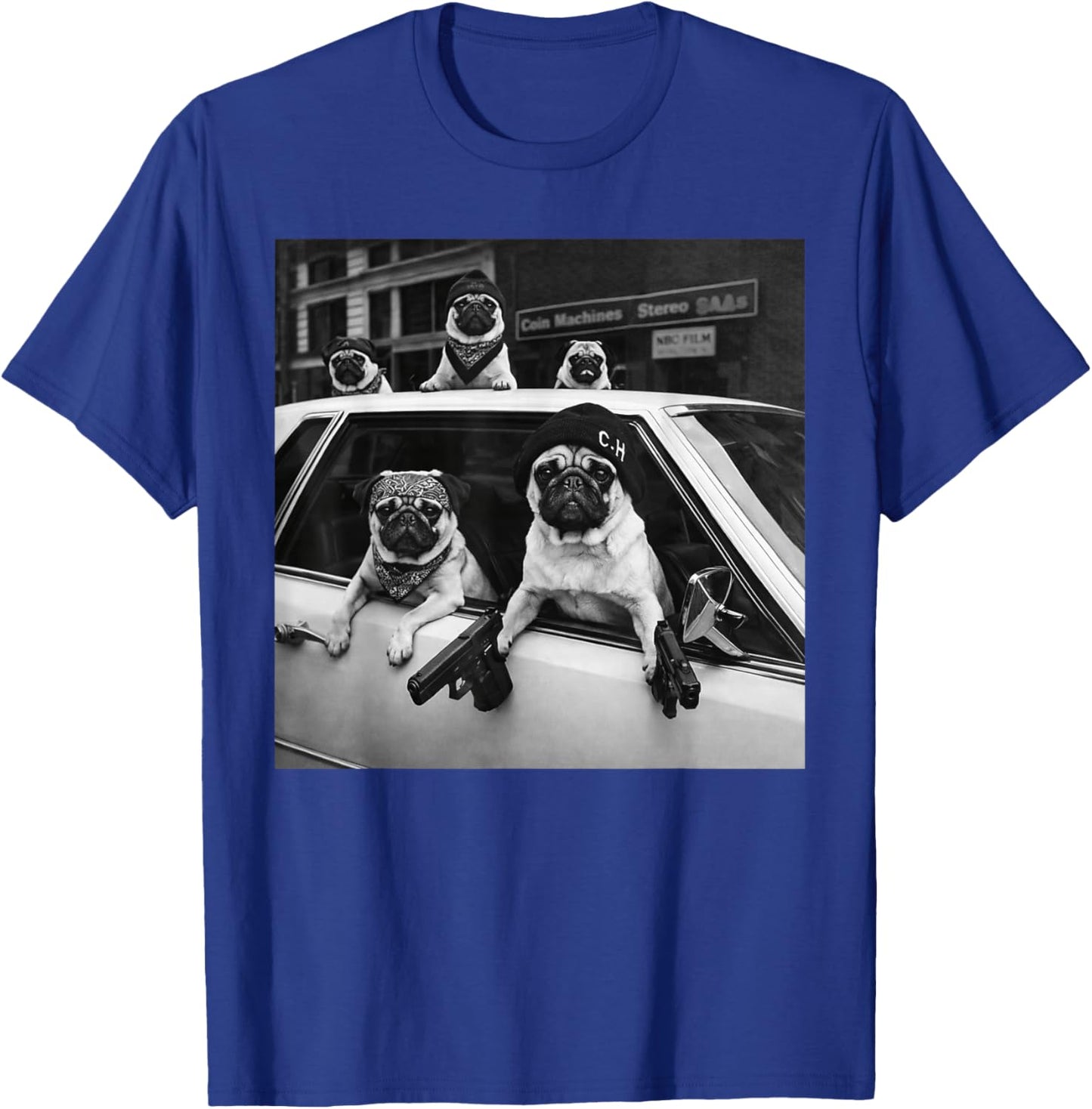 Funny Pug Meme Pug Gangster Dog Street Style T-Shirt - T-Shirt | Royal