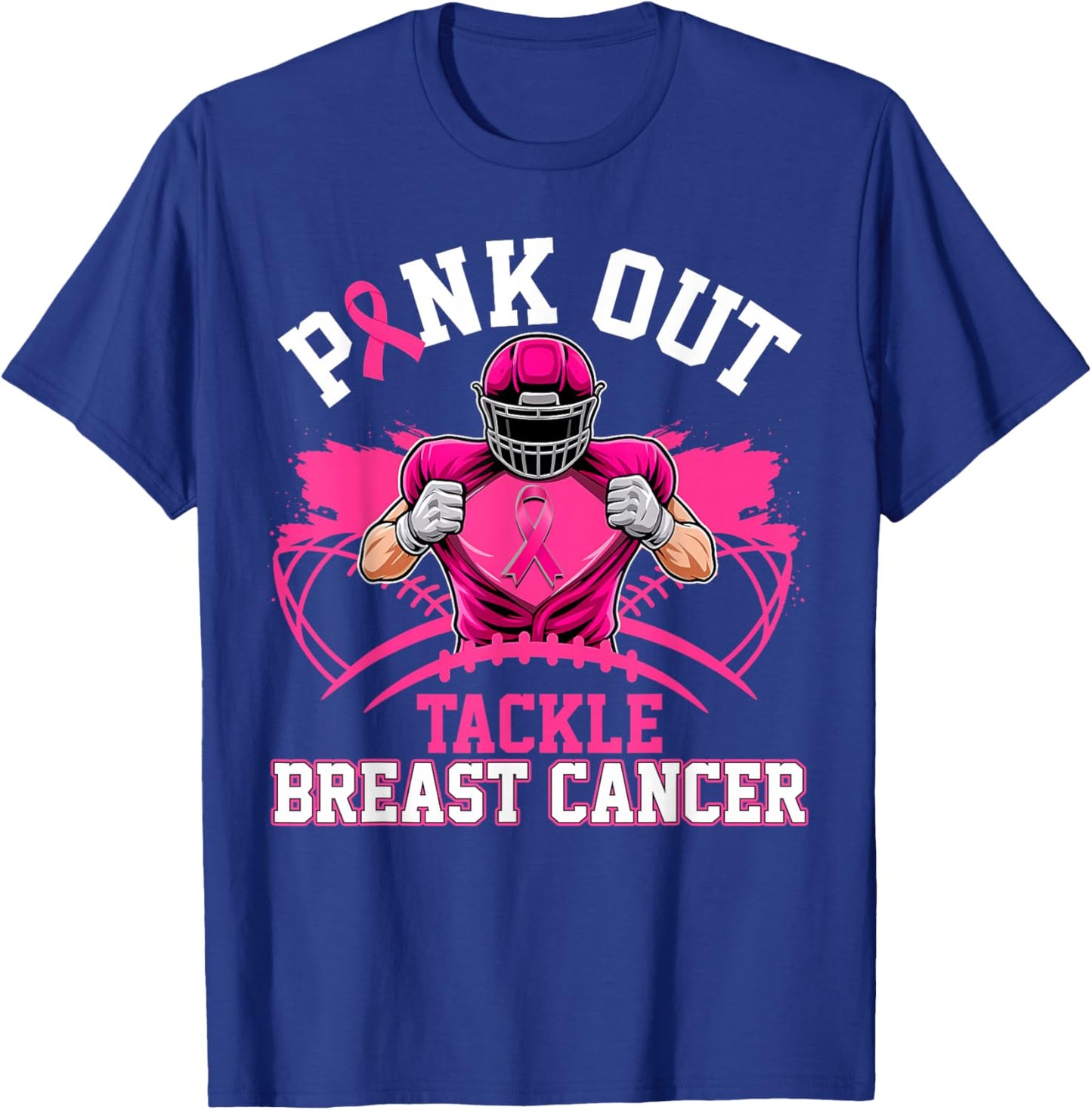 Pink Out Tackle Breast Cancer Awareness American Football T-Shirt - T-Shirt | Royal