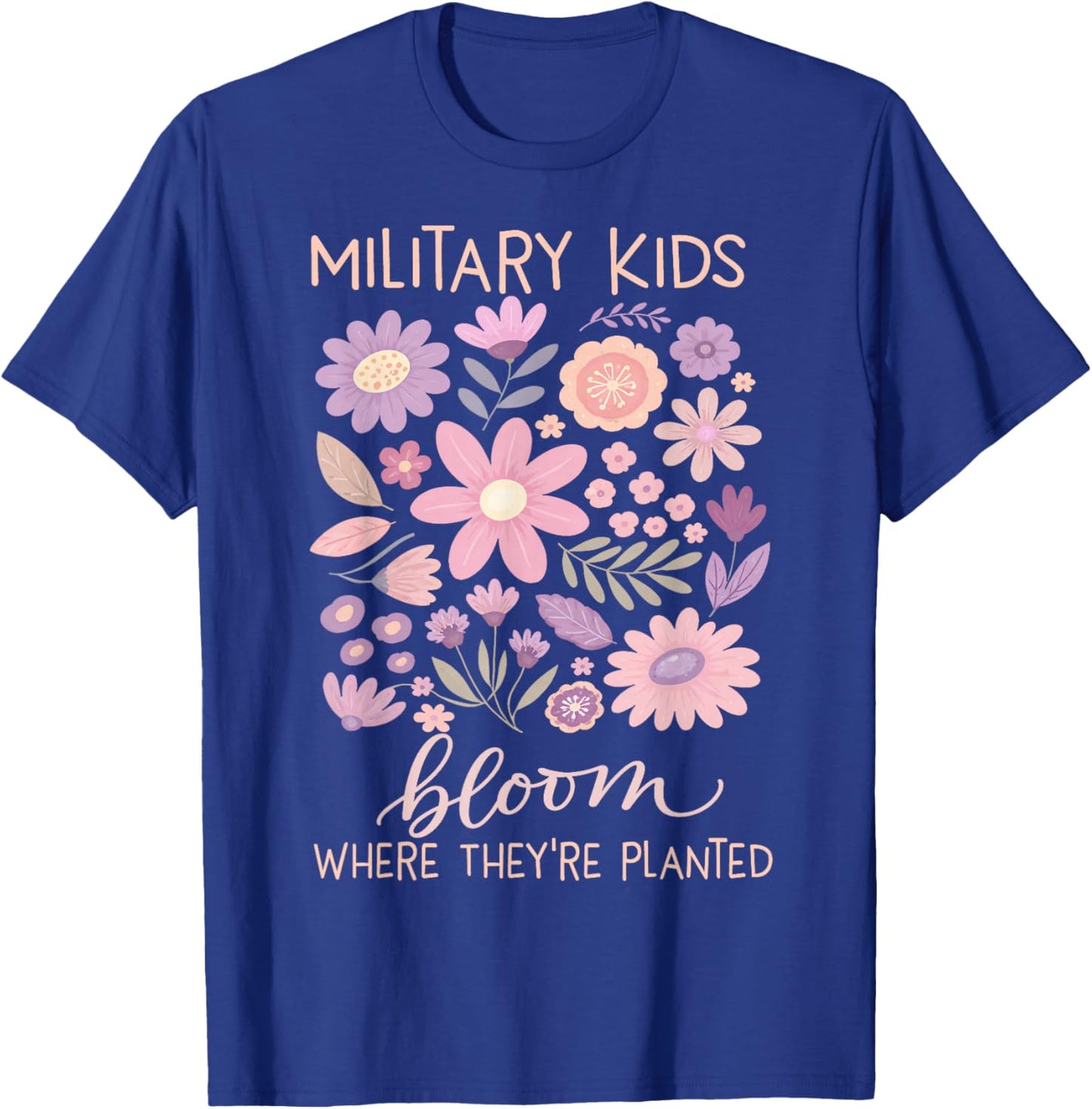 Military Kid Dandelion Bloom Where They're Planted Purple Up T-Shirt - T-Shirt | Royal