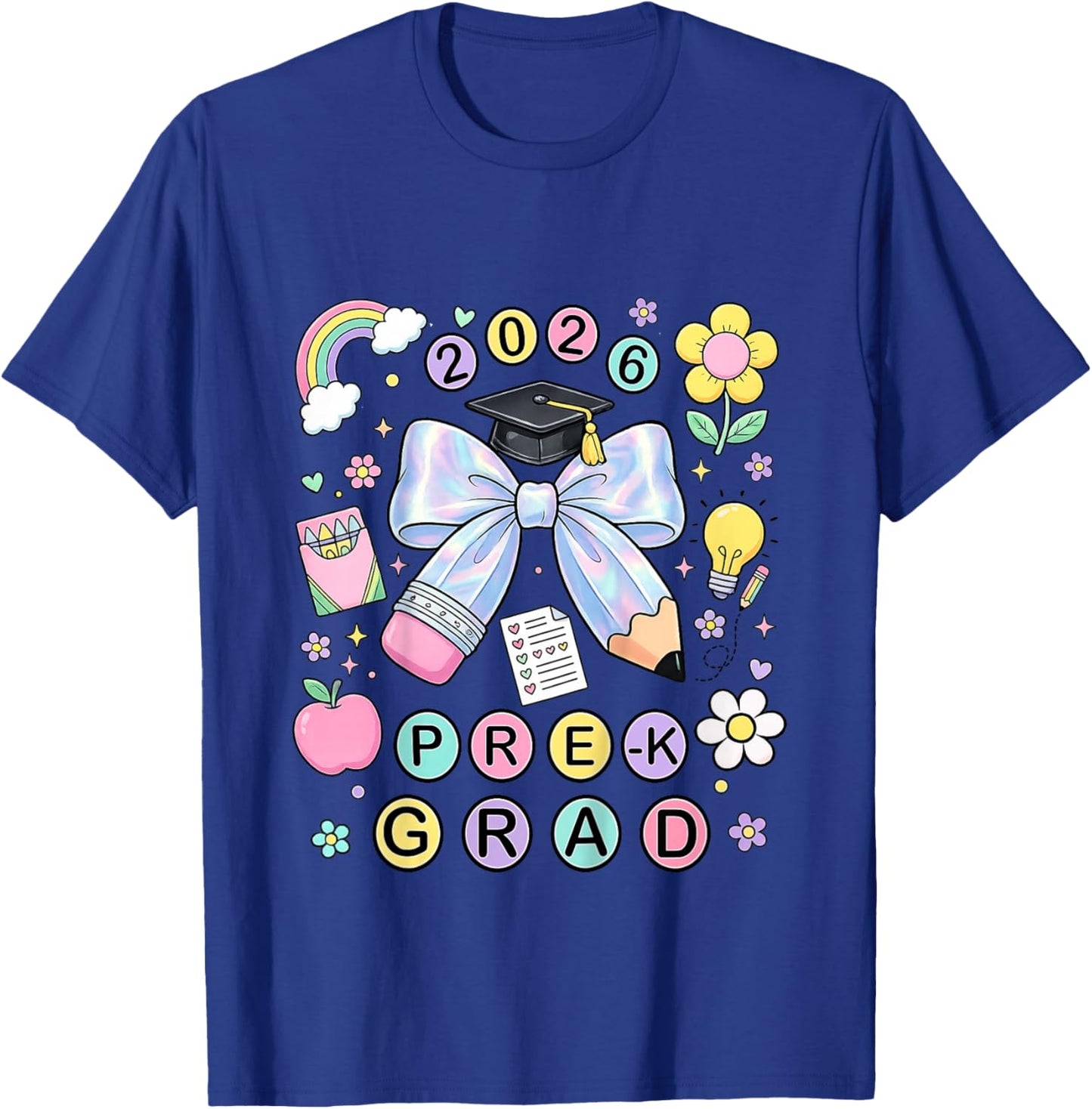 Cute Pre-K Graduation 2026 Prek Grad Coquette Bow Pencil T-Shirt - T-Shirt | Royal