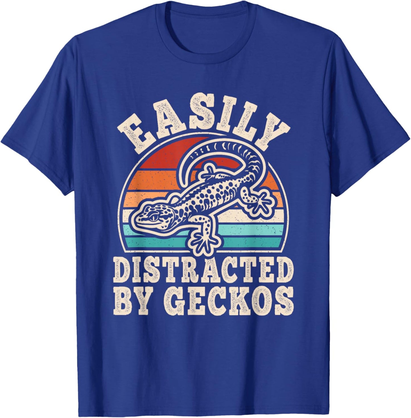 Easily Distracted by Geckos Retro Leopard Gecko Lizard Men T-Shirt - T-Shirt | Royal