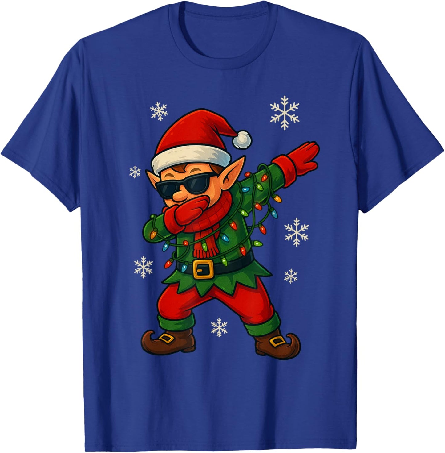 Dabbing Elf Christmas Light Xmas Squad Boys Kids Toddler T-Shirt - T-Shirt | Royal