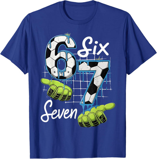Cool Soccer 67 Drip Hands Six Seven Gen Alpha Meme Boy Kid T-Shirt - T-Shirt | Royal