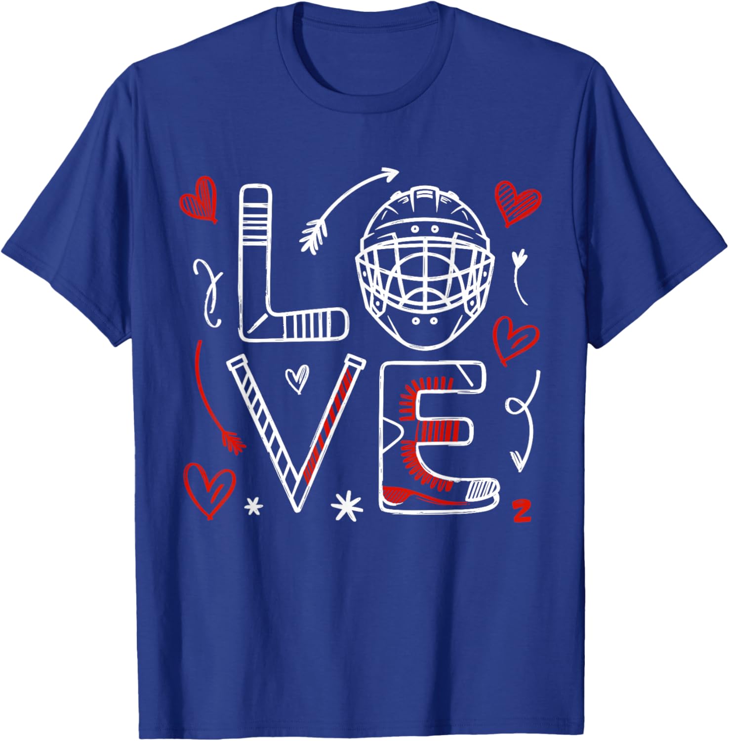 Valentine's Day Love Ice Hokey Item for Hockey Lovers Player T-Shirt - T-Shirt | Royal