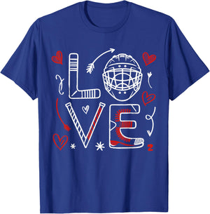Valentine's Day Love Ice Hokey Item for Hockey Lovers Player T-Shirt - T-Shirt | Royal