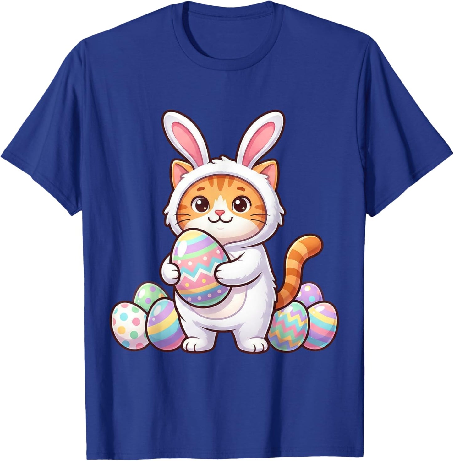 Cute Cat in Bunny Costume Easter Egg Hunt Orange Tabby T-Shirt - T-Shirt | Royal