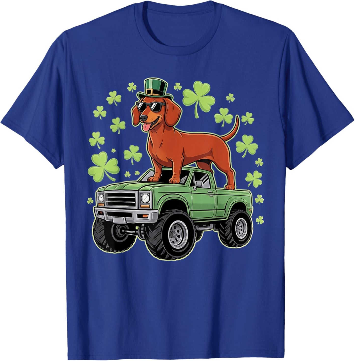 St Patricks Day Dachshund Dog Riding Truck Women T-Shirt - T-Shirt | Royal