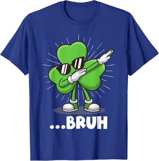 Dabbing Shamrock Bruh Funny St. Patrick’s Day T-Shirt - T-Shirt | Royal