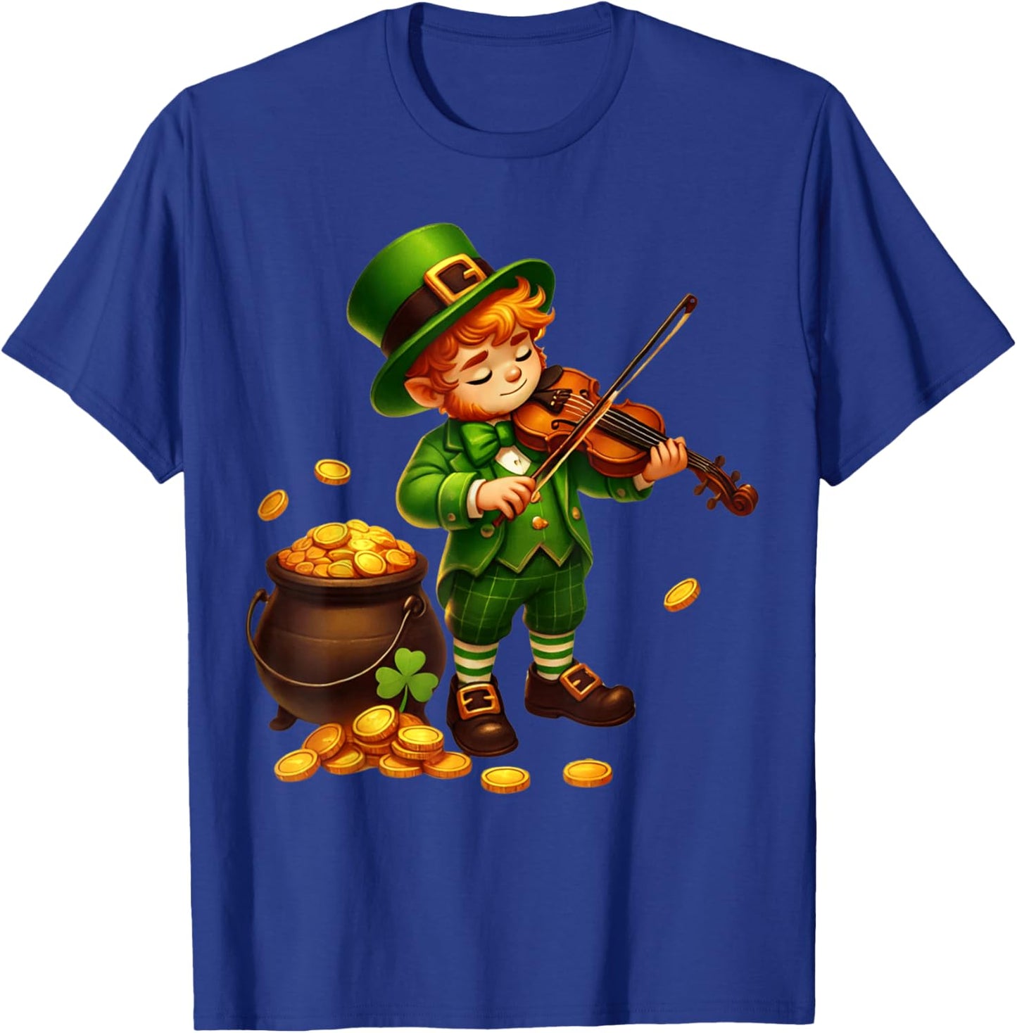 Cute Leprechaun Violin St Patricks Day Violinist Boys Kids T-Shirt - T-Shirt | Royal