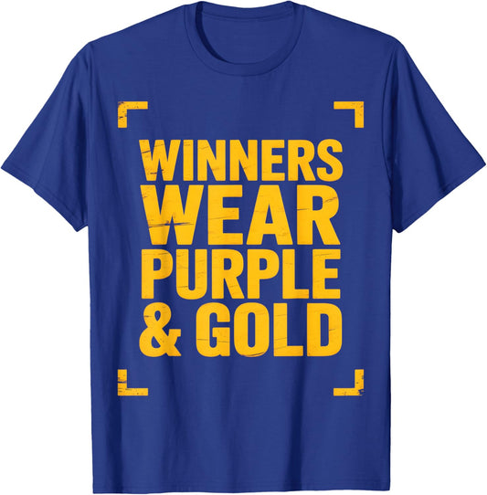 Bruh Winners WEAR Purple & Gold Summer Camp War Game Day T-Shirt - T-Shirt | Royal