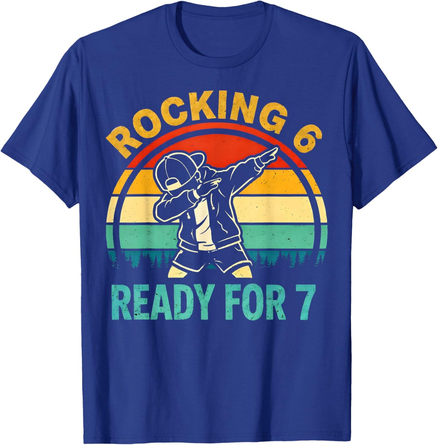 Funny Rocking 6 Ready for 7 Birthday Boy Dabbing Gifts Kids T-Shirt - T-Shirt | Royal