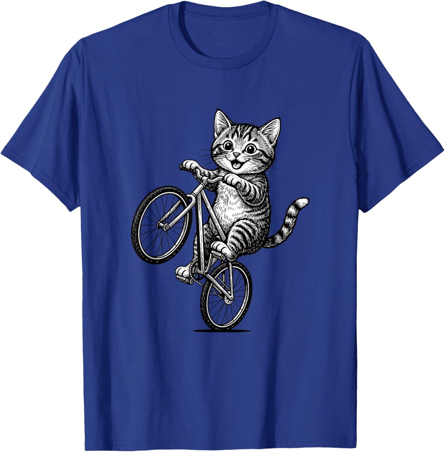 Kitten On A Bike Cat Illustration - Funny Cat Lover Art T-Shirt - T-Shirt | Royal