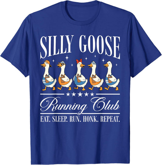 Silly Goose Running Club Funny Goose Runner Marathon Running T-Shirt - T-Shirt | Royal