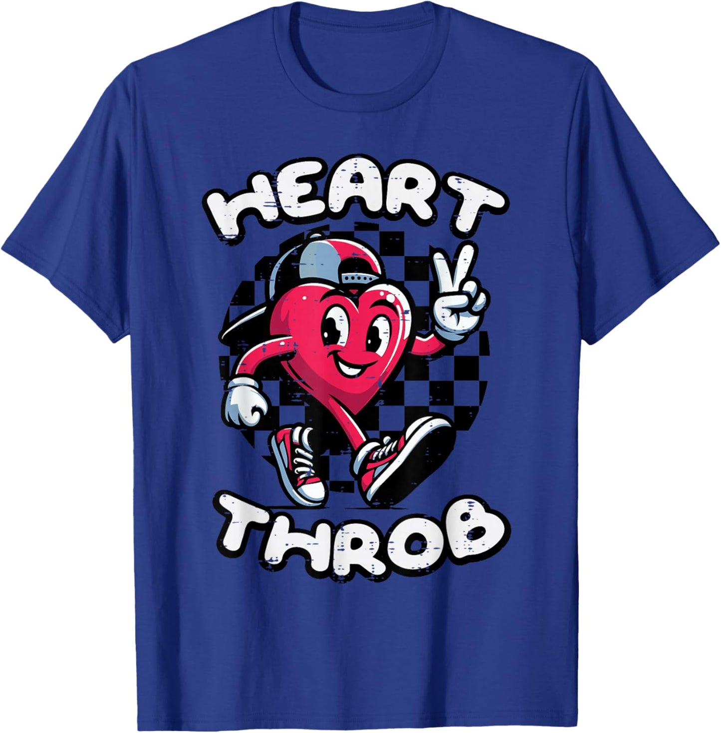 Valentines Day Heart Throb Peace Retro Groovy Boys Kids Men T-Shirt - T-Shirt | Royal