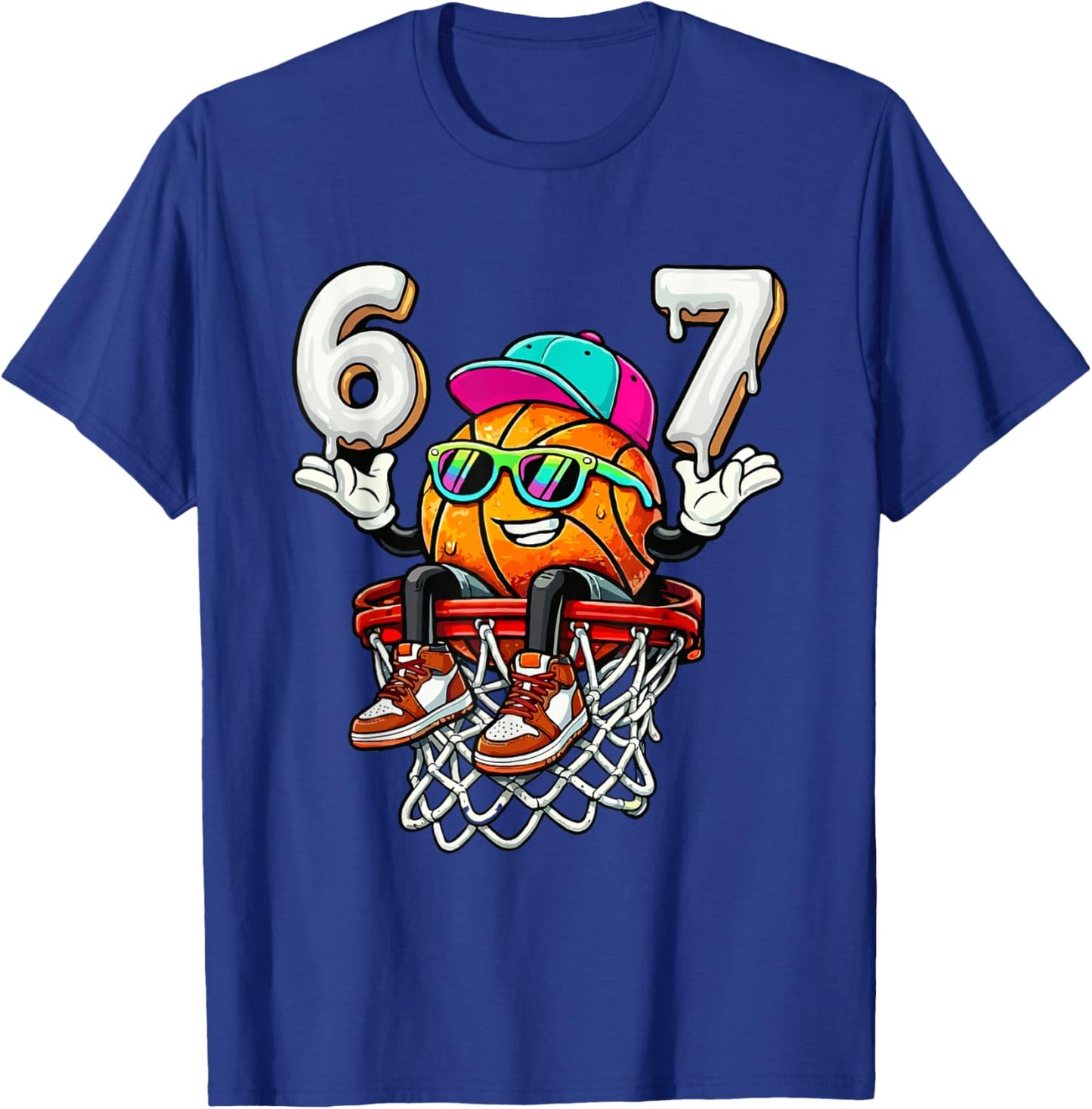 67 Meme Six Seven 6 7 Meme Funny Basketball Drip T-Shirt - T-Shirt | Royal