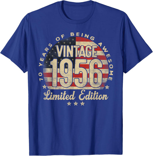 Vintage 1956 Limited Edition USA Flag 70-Year-Old Age 70 T-Shirt - T-Shirt | Royal