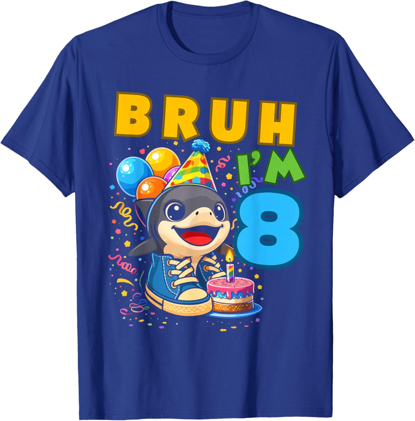 Bruh I'm 8 Year Old Birthday 8th Birthday Tralalero Tralala T-Shirt - T-Shirt | Royal