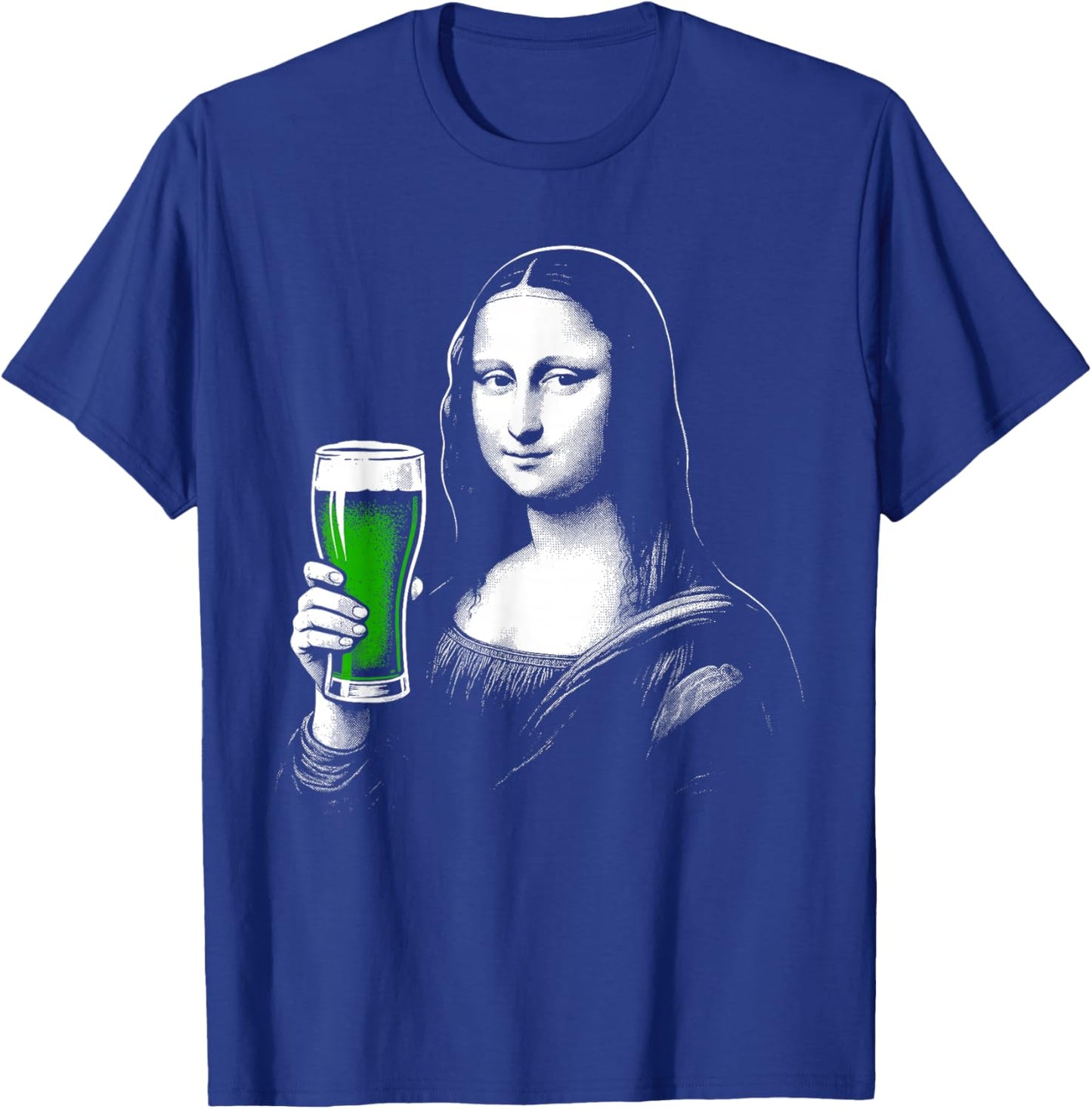 Mona Lisa St Patty's Shamrock Beer Funny St Patrick's Day T-Shirt - T-Shirt | Royal