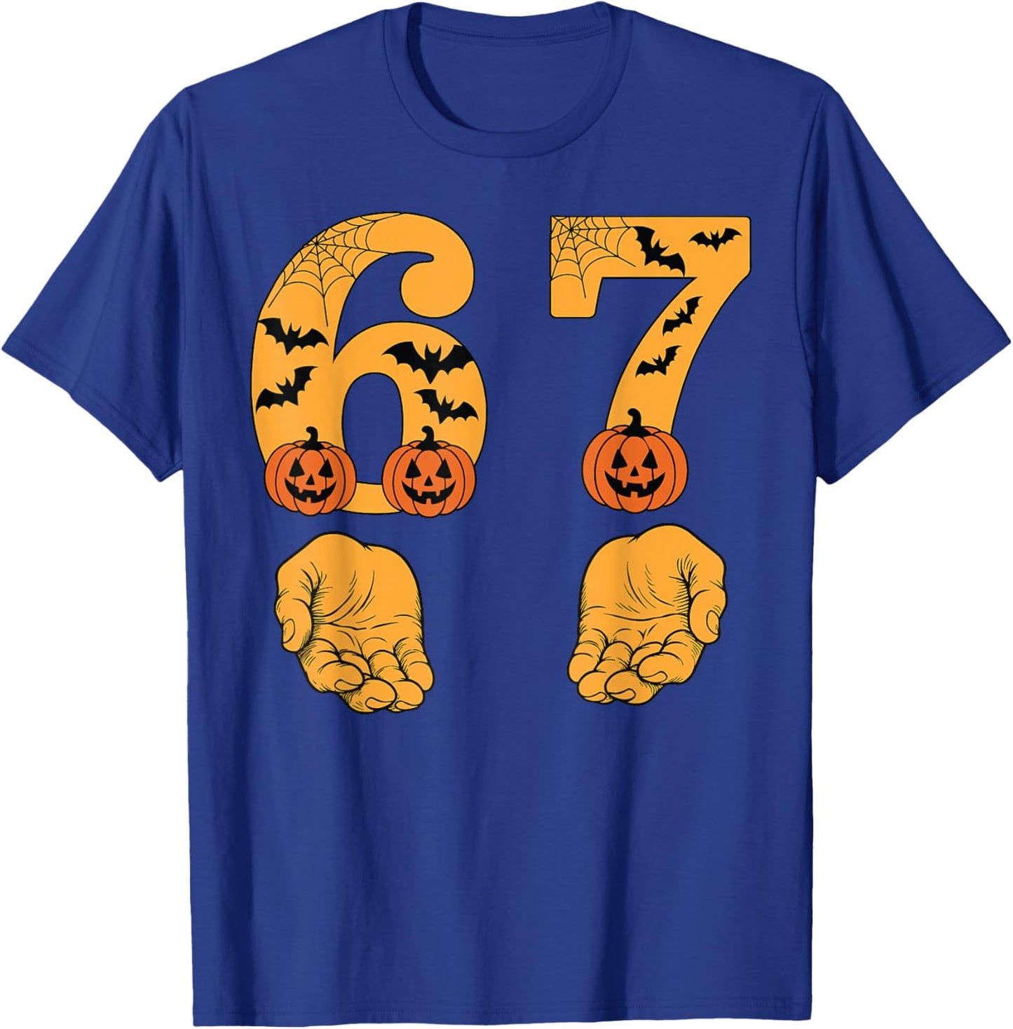 Funny Six Seven Meme Hands Gesture Gen Alpha Slang Halloween T-Shirt - T-Shirt | Royal