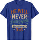 He Will Never Leave You Deuteronomy 31 6 - Vintage Christian T-Shirt - T-Shirt | Royal