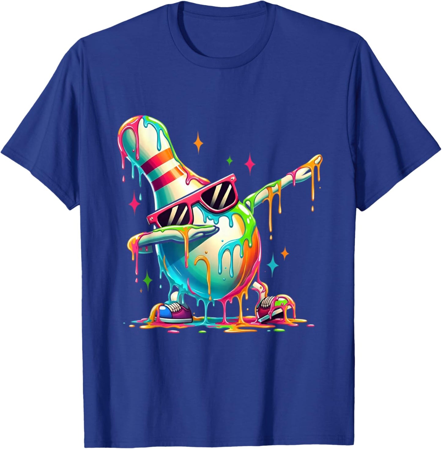 Funny Bowling Pin Dab Rainbow Cool Strike Player Gift T-Shirt - T-Shirt | Royal