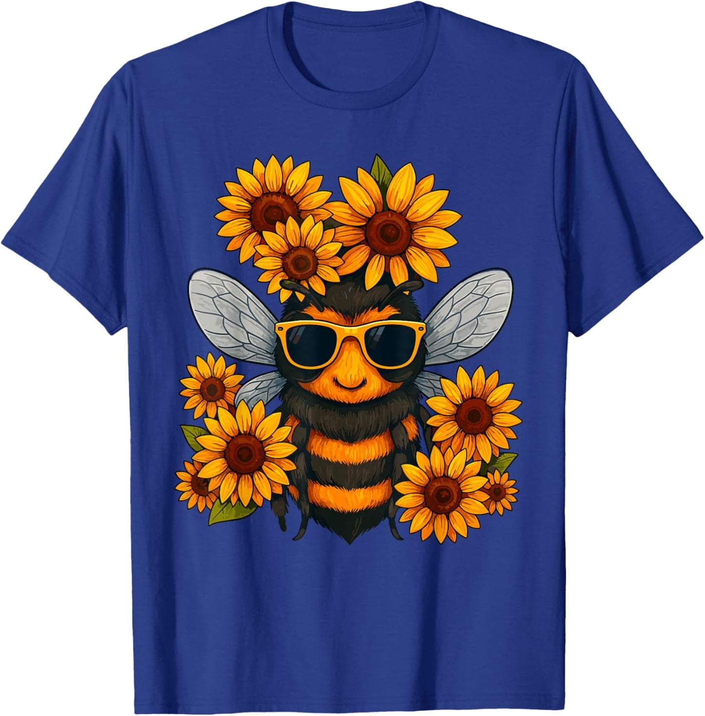 Bee with Sunflowers T-Shirt - T-Shirt | Royal