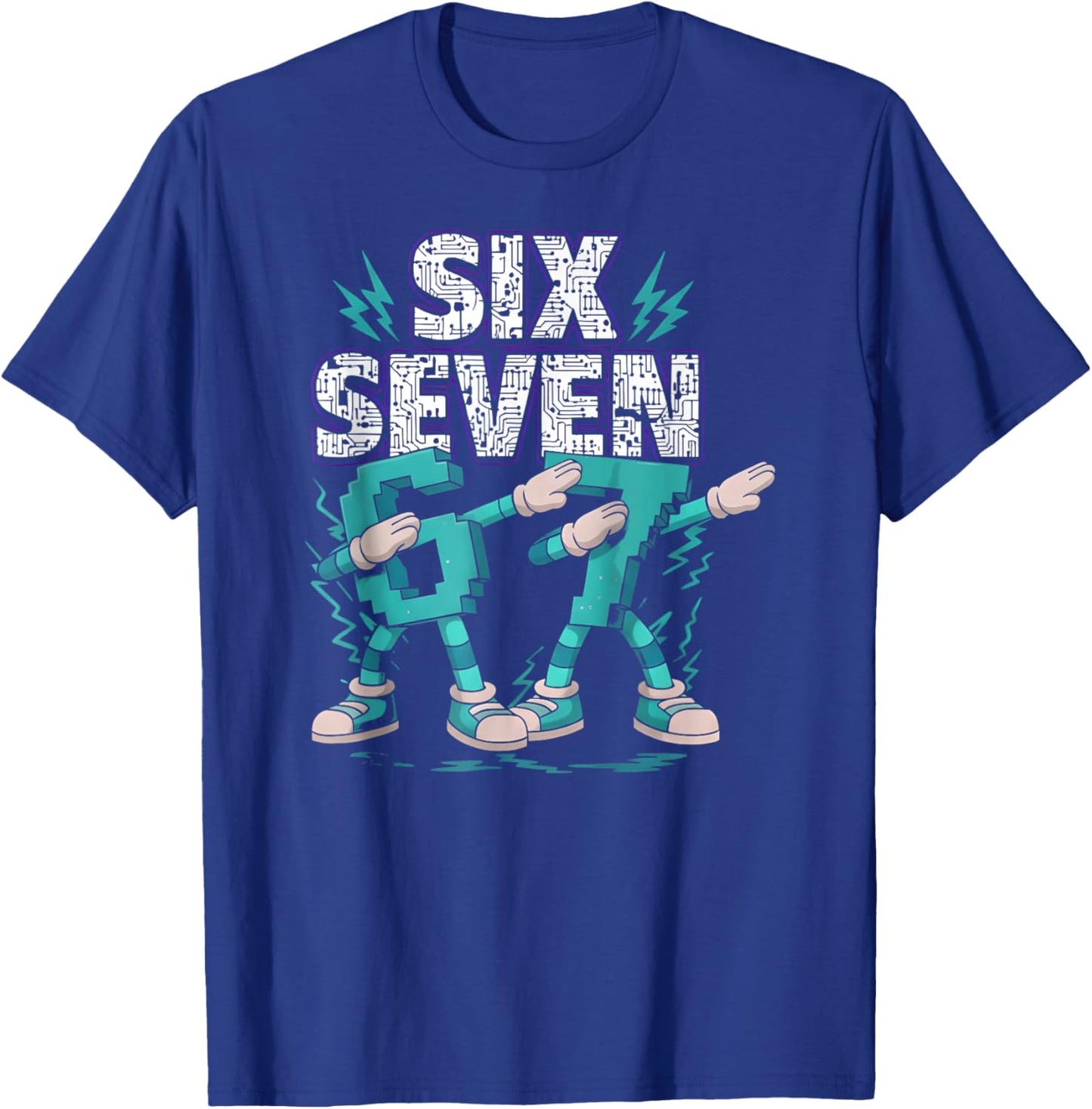 Meme 67 Dabbing Six Seven 6 7 Brainrot Fun Boys Kids T-Shirt - T-Shirt | Royal