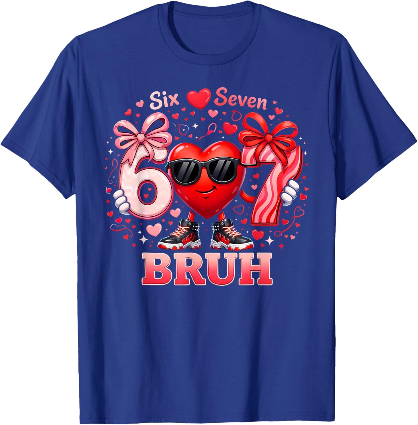 Bruh 67 Six Seven Heart Dabbing Valentines Day Boys T-Shirt - T-Shirt | Royal