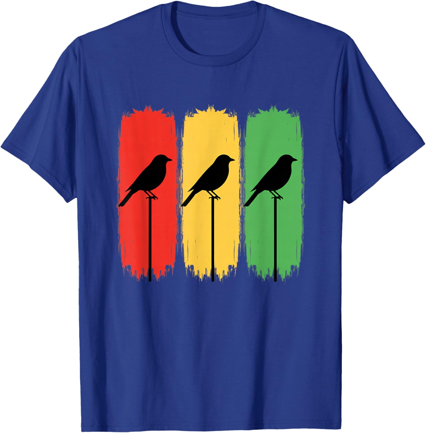 Reggae Bird Silhouette Rasta Colors Music Vibes Jamaica T-Shirt - T-Shirt | Royal