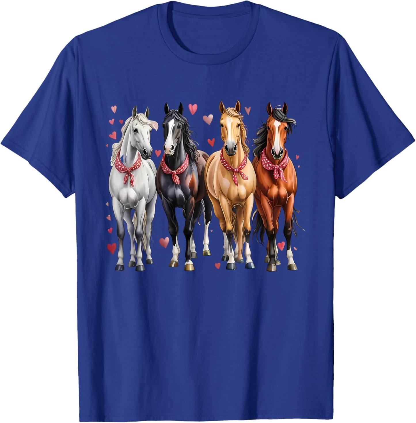 Horse Valentine Heart Love Western Valentines Day Trendy T-Shirt - T-Shirt | Royal