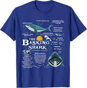 Basking Shark Anatomy Retro Wildlife Oceancore Animal T-Shirt - T-Shirt | Royal