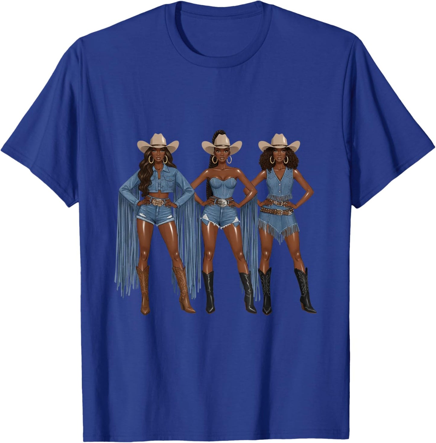 Black African American Cowgirl Texas Western Country Rodeo T-Shirt - T-Shirt | Royal