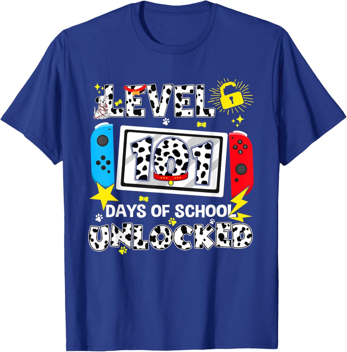 Level Unlocked Game Controller 101 Days School 100 Days T-Shirt - T-Shirt | Royal