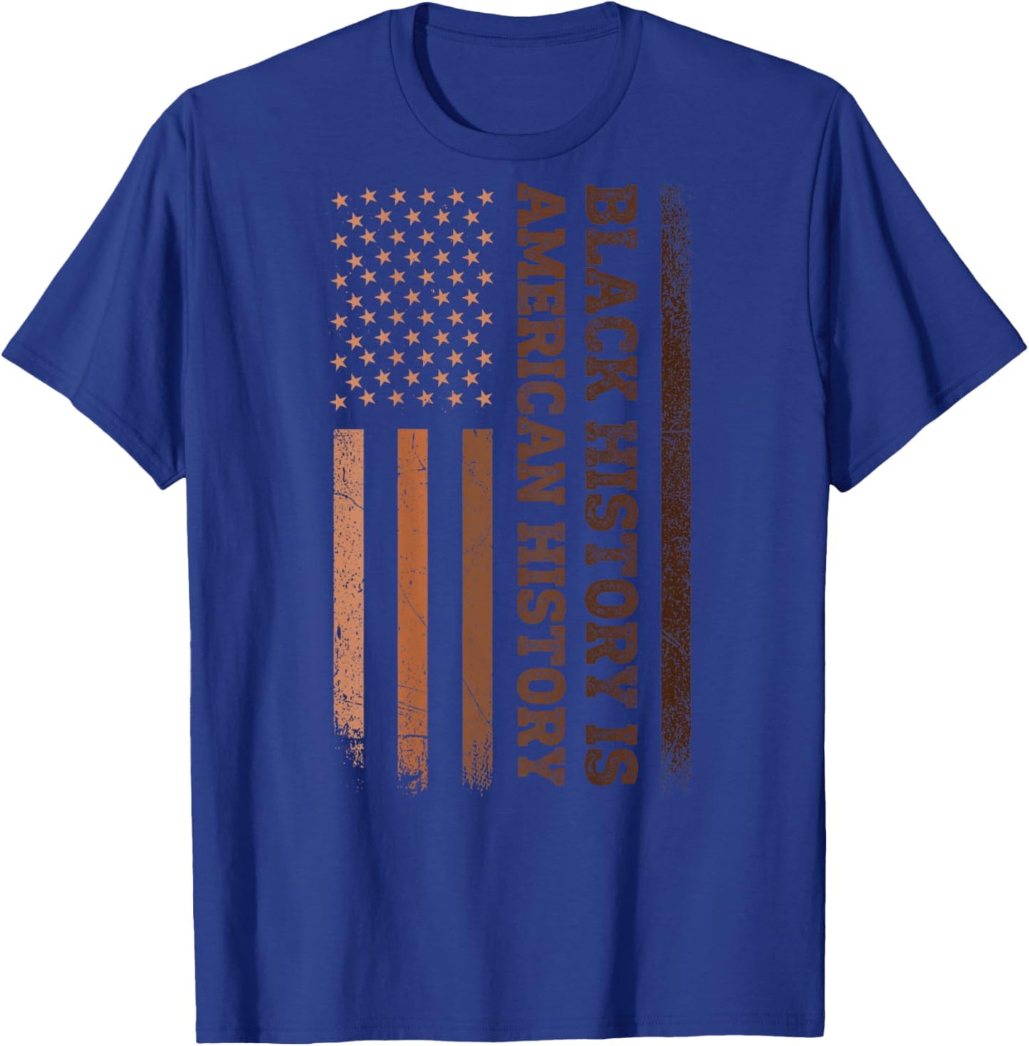 Black History is American History Melanin USA Flag (On Back) T-Shirt - T-Shirt | Royal