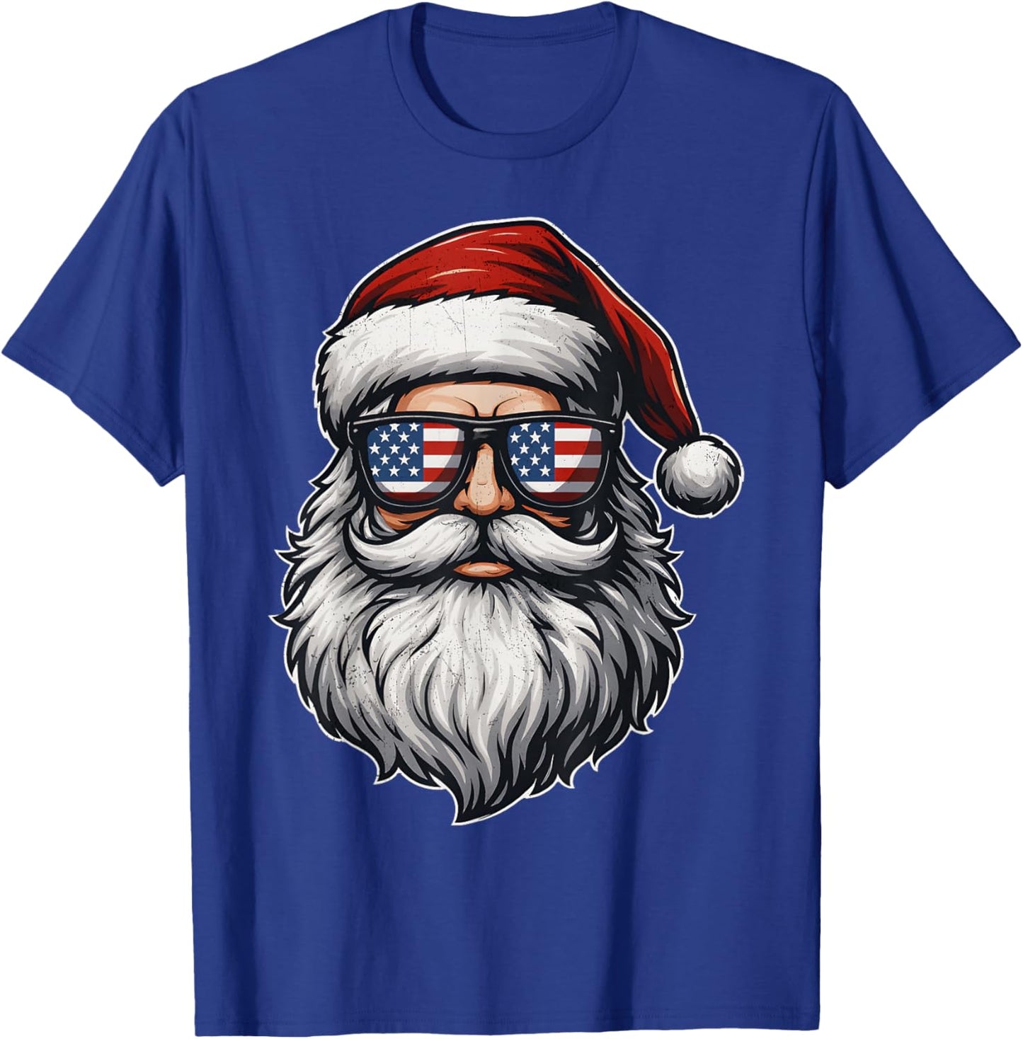 Vintage Cool Santa USA Flag Glasses Christmas Xmas Men T-Shirt - T-Shirt | Royal