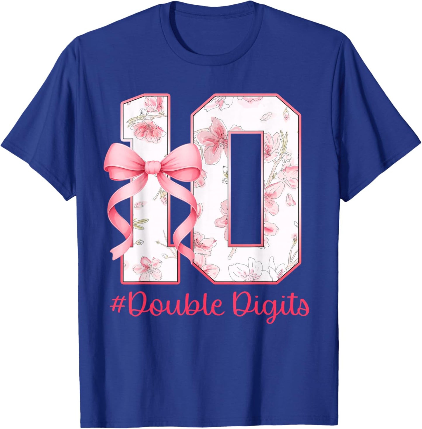 10th Birthday Girl Pink Coquette Bow 10 Year Old Aesthetic T-Shirt - T-Shirt | Royal
